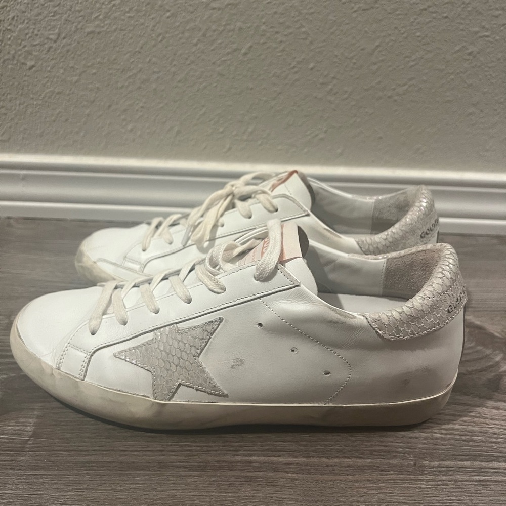 Golden Goose White Sneakers with Silver Star